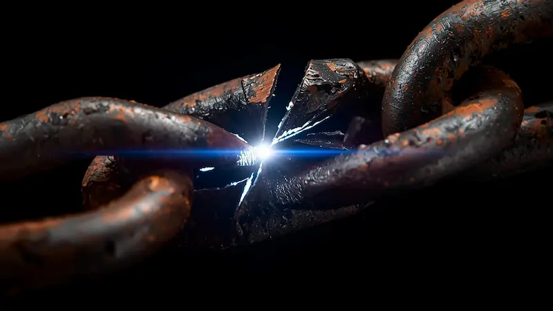 A broken chain, symbolizing freedom from generational curses and family patterns