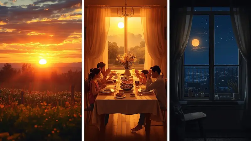 A quiet moonlit window for evening prayer and finding peace before sleep