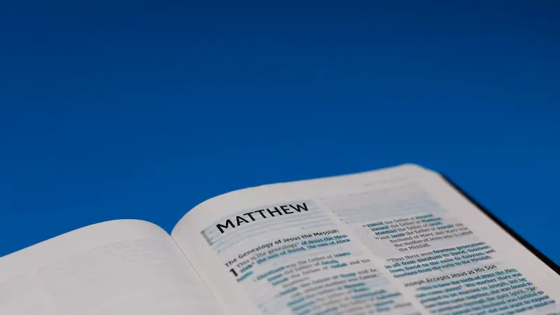 Open Bible showing Matthew