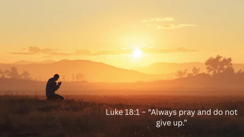 Bible verse over image of hands lifted in prayer.
