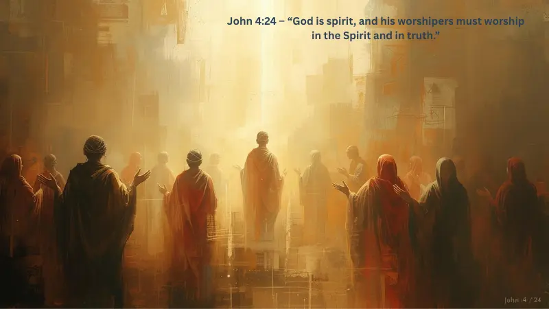 Bible verse graphic about worshiping in spirit and truth.