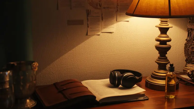 Home prayer altar setup with scripture cards, journal, and worship tools.
