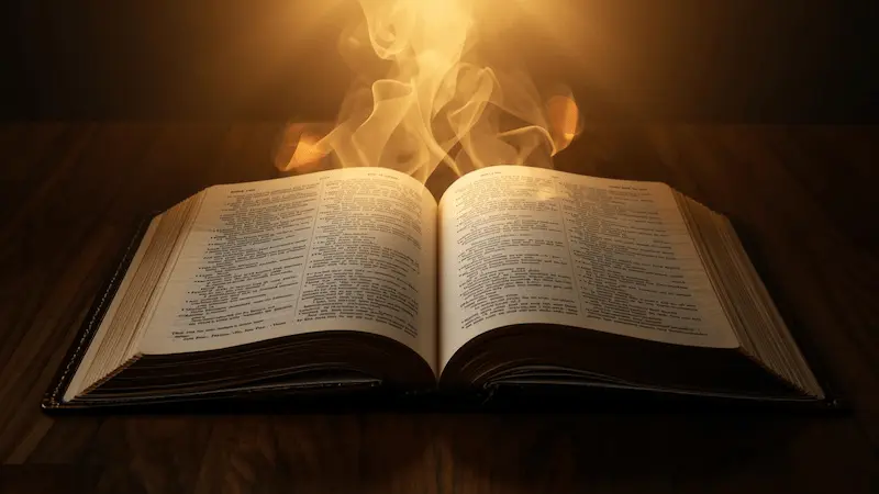 Glowing Bible representing spiritual awakening and revival.