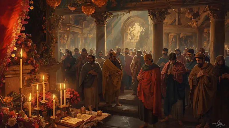 Early Christians celebrating alongside Roman festivals.