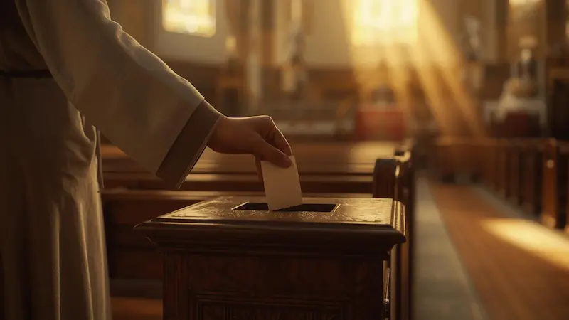 Christian giving as worship inside church offering moment.