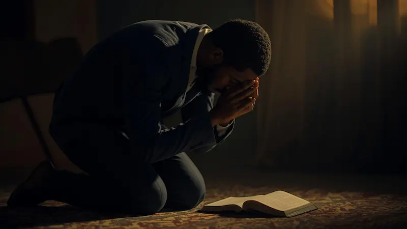 Christian praying to discover divine calling and purpose