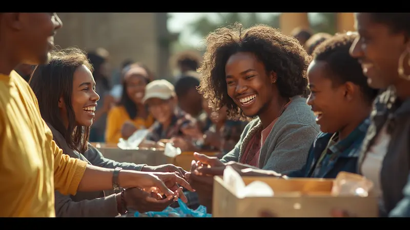 Christian community sharing food and resources in acts of generosity
