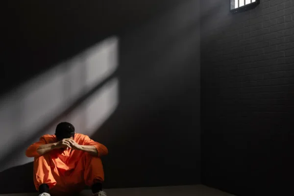 A man sitting in solitude with soft light surrounding him, representing divine presence in dark moments.