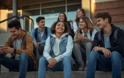 Group of diverse teens finding a moment of peace and connection with 5-minute prayers.
