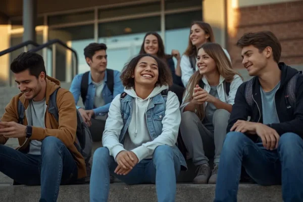 Group of diverse teens finding a moment of peace and connection with 5-minute prayers.