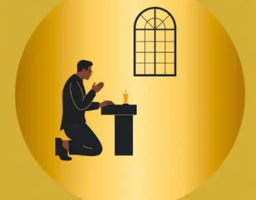 Official logo of Altar of Prayers—featuring a white flame symbol within a gold circle, representing the fire of the Holy Spirit. This emblem stands for revival, intercession, and spiritual awakening.