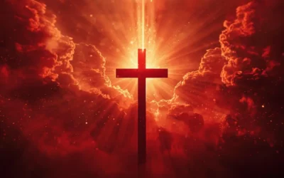 “Radiant cross with flowing red light representing the power of the Blood of Jesus”