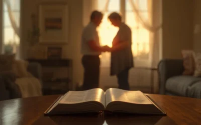 Christian couple praying at sunrise with Bible open, representing building a godly legacy