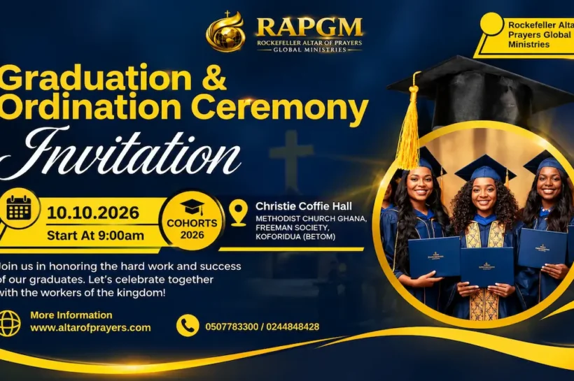 RAPGM Graduation and Ordination Ceremony 2026 invitation in Koforidua Ghana